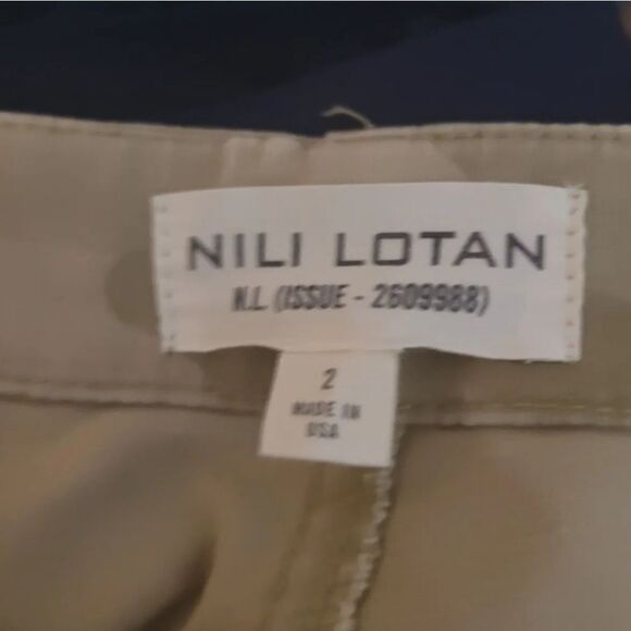 NILI Lotan Jenna Pants Sz2 Brown Camo Trousers Cotton khaki Stretch NWOT Raw Hem - Picture 3 of 9